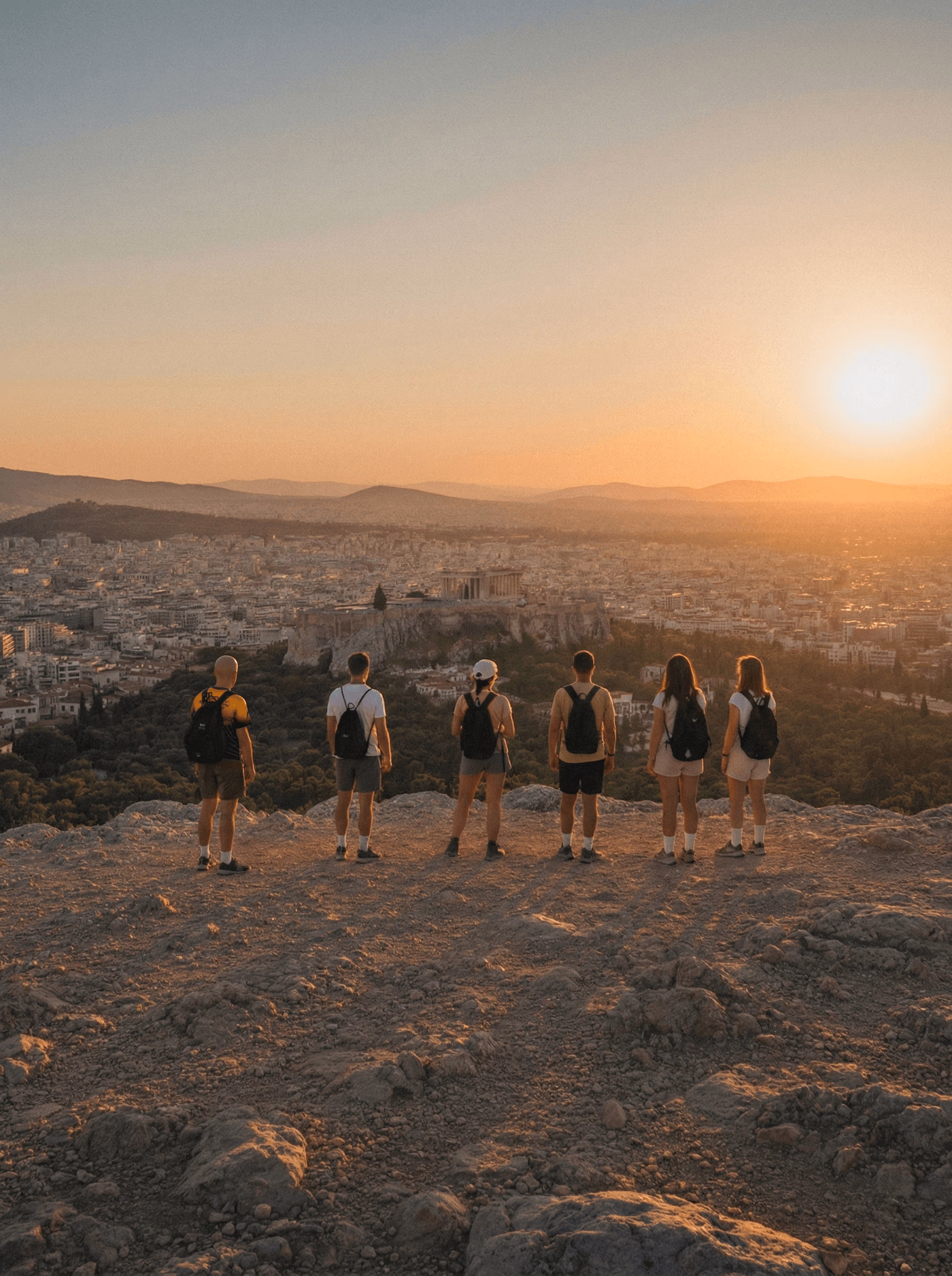 Philopappos Hill panoramic views overlooking Athens and the Acropolis