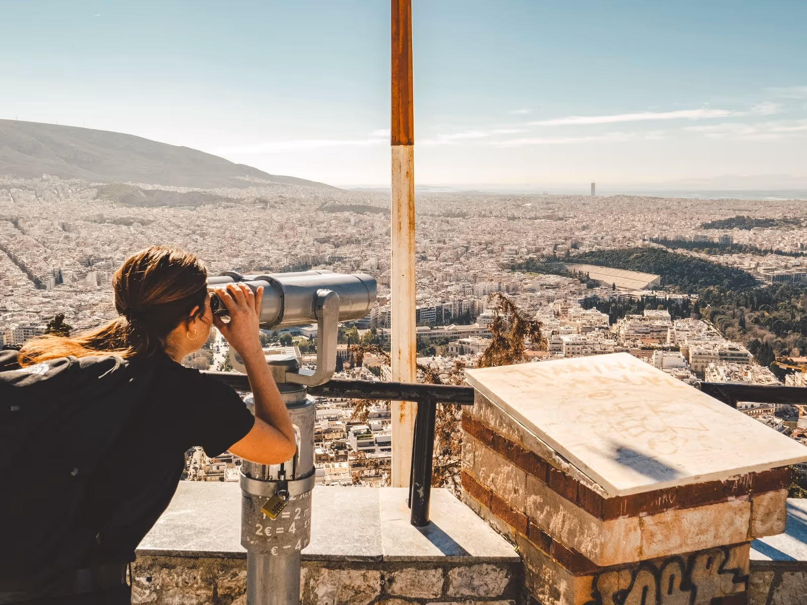 View looking over Athens from near the Lycabettus cable car funicular station